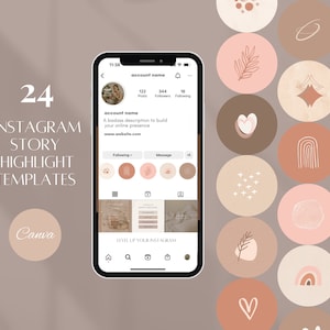 Boho Instagram Highlight Vorlagen Rosa Highlight Icons Minimal Instagram Beige Highlights Canva Vorlagen Instagram Erdig Neutral IG Icon