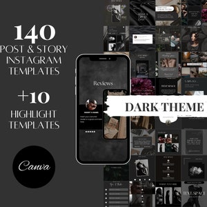 Plantillas de Instagram de lujo Administrador de redes sociales negro Publicación oscura de Instagram Plantillas Canva Plantilla de marketing de redes sociales Instagram empresarial