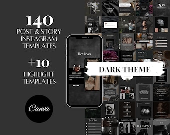 Luxury Instagram Templates Black Social Media Manager Dark Instagram Post Canva Templates Social Media Marketing Template Business Instagram