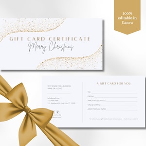 Plantilla de tarjeta de regalo de Navidad Plantilla de vale de regalo de Navidad Plantilla de tarjeta de regalo navideña editable Vale de regalo editable Tarjeta de regalo imprimible