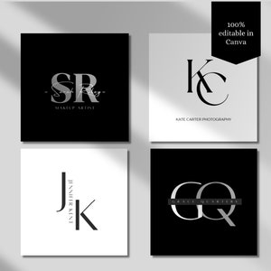 Editable Logo Design Template Black Canva Business Logo White Professional Logo Design Small Business Logo Marketing DIY Logo Template