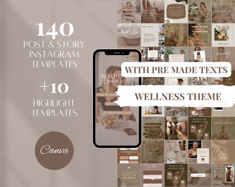 Fitness Instagram Templates Gesundheit Social Media Templates Wellness Instagram Post Fitness Social Media Gesundheitscoach IG Wellness Marketing Bild 1