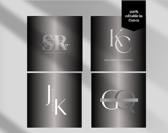 Editable Black Logo Design Template Black Canva Business Logo White Professional Logo Design Small Business Logo Marketing DIY Logo Template