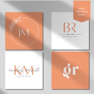 Editable Logo Design Template Orange Canva Business Logo White Professional Logo Design Business Logo Marketing DIY Logo Orange Template