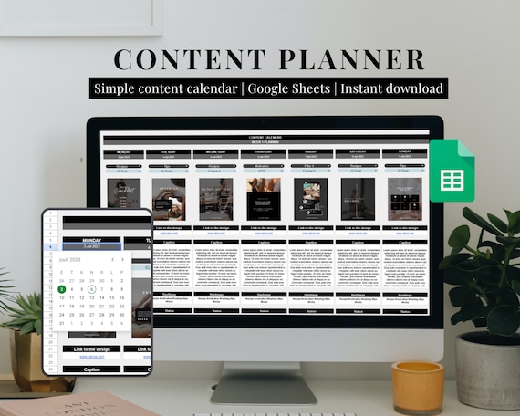 Social Media Planner Spreadsheet Google Digital Content Calendar Weekly Instagram Planner Monthly Content Planner Social Media Tracker