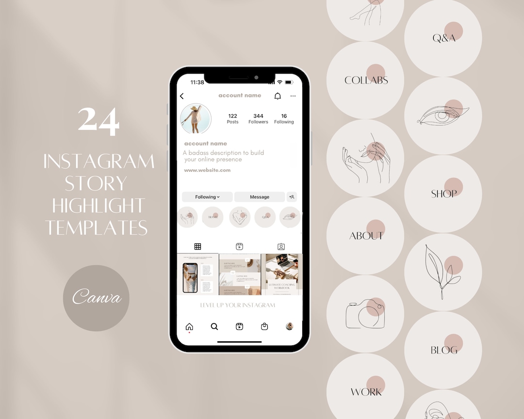 24 Instagram Highlight Templates | Beige Highlight Icons | Minimal ...