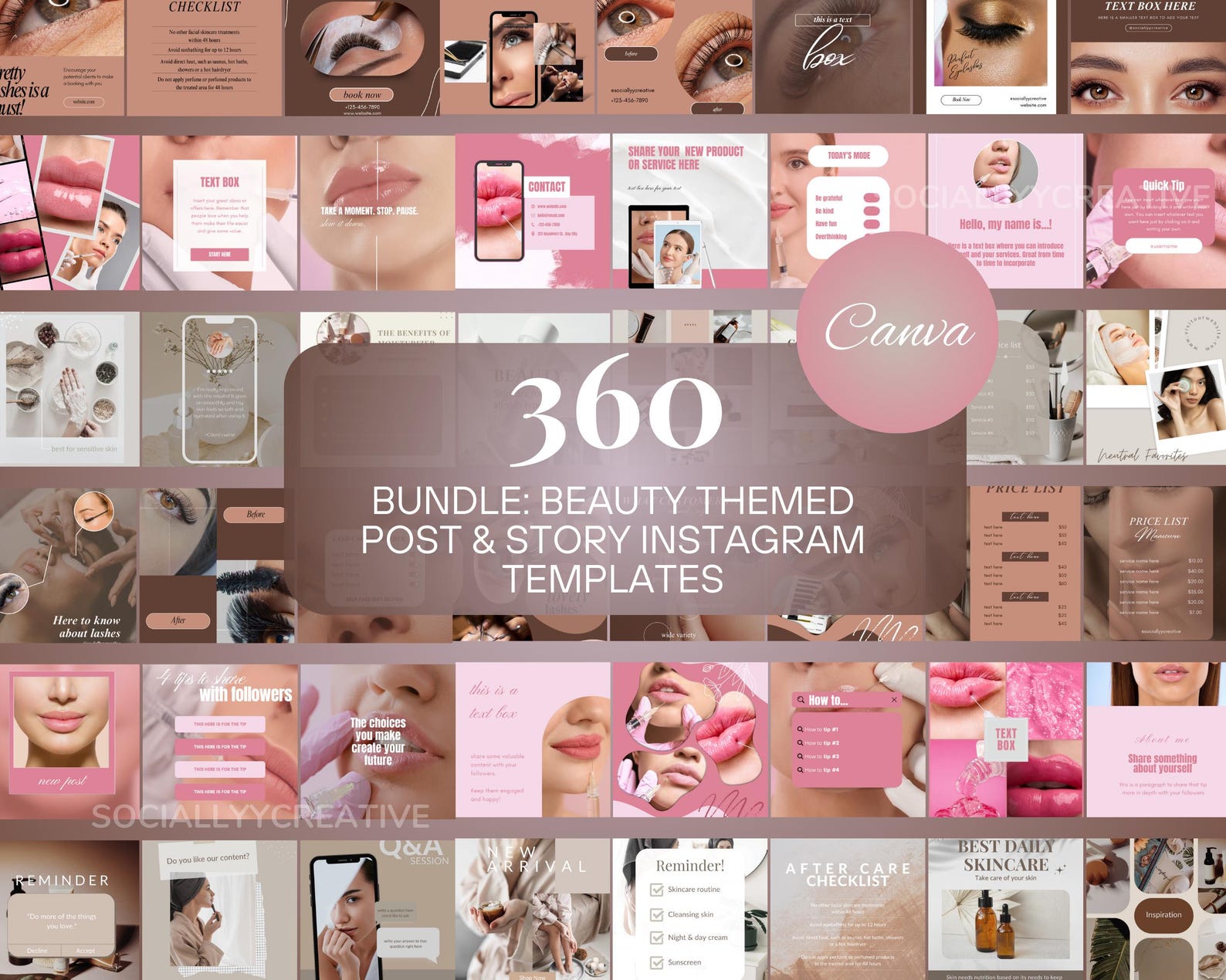 Beauty Instagram Template Bundle Lip Filler Social Media Lash ...