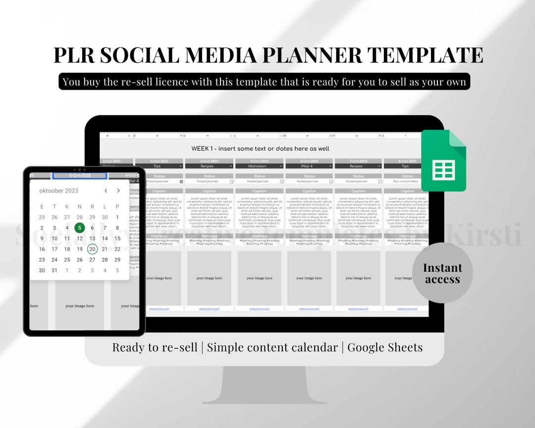 PLR Social Media Planner Digital PLR Template Instagram Planner PLR ...