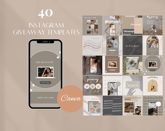 40 個の Instagram プレゼント企画テンプレート | 編集可能な Canva ソーシャル メディア テンプレート | Instagram プレゼント企画投稿テンプレート | ベージュ ライト Instagram テンプレート