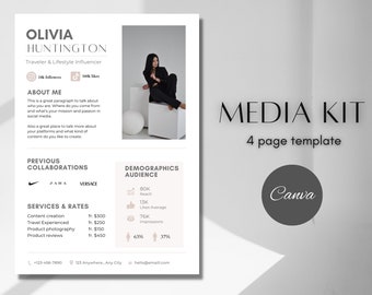 1 Seite Media Kit Template Instagram rate Sheet Template Bearbeitbarer Blogger Press Kit Tiktok Media Kit Bearbeitbares Canva Instagram Media Kit