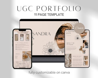Editable UGC Portfolio Template | Content Creator Resume | Beige Media Kit | Minimalist Social Media Kit Template | Canva Template
