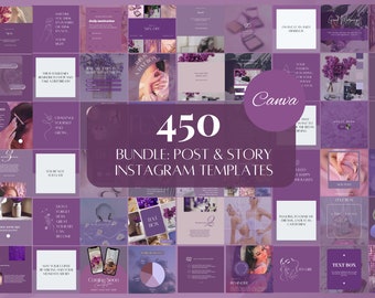 450 Purple Instagram Templates | Instagram Carousel Templates| Purple Instagram Quote Post Templates | Luxury Business Engagement Templates