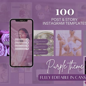 Purple Instagram Feed Templates| Purple Social Media| Lavender Color Instagram Post| | Girly Social Media Templates| Blush Floral IG Feed