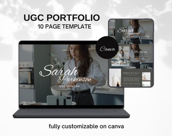 Plantilla de portafolio UGC editable Creador de contenido Currículum Kit de medios UGC Plantilla de redes sociales UGC Portafolio de creador de contenido oscuro