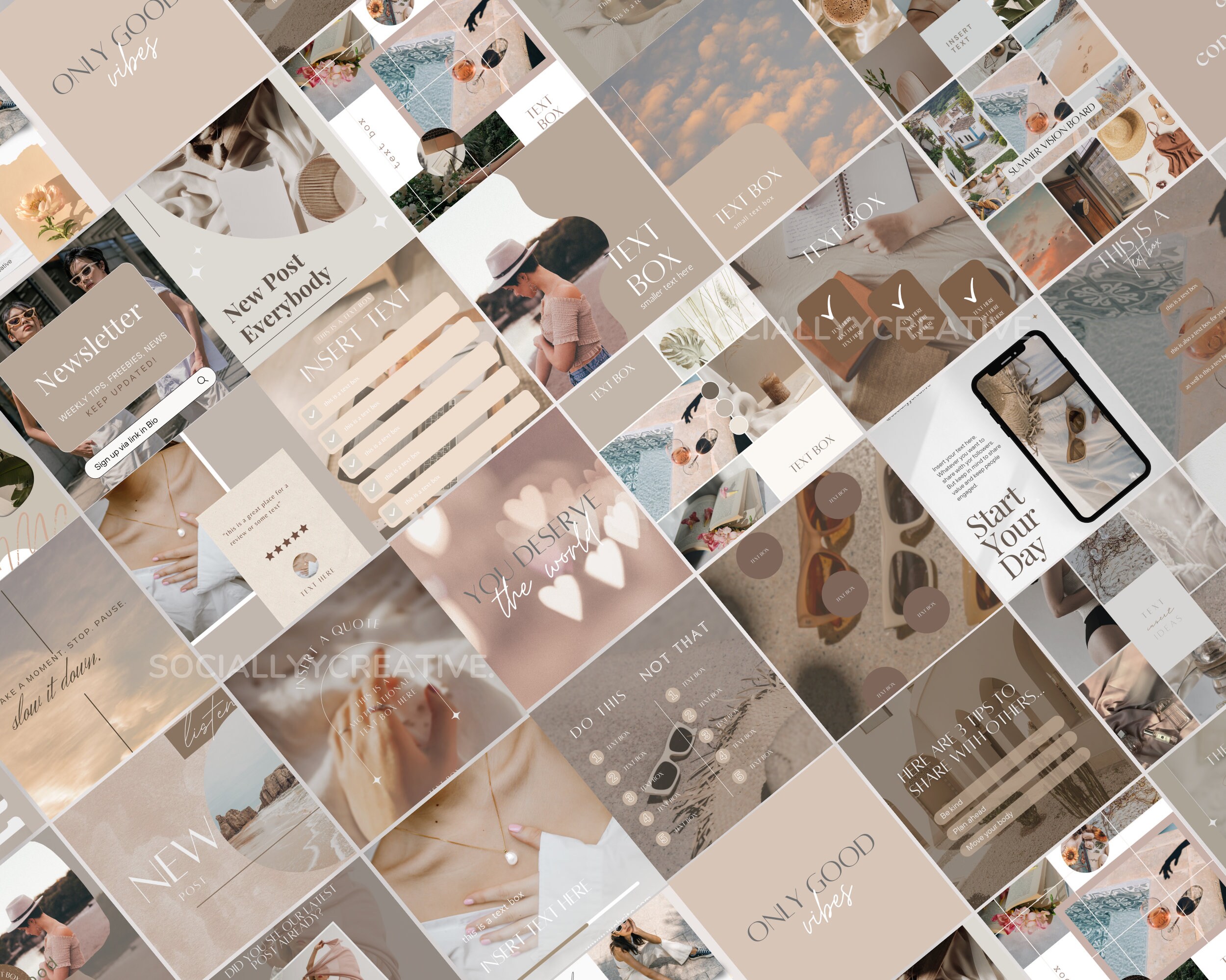 Beige Instagram Post Templates Neutral Social Media Beige Canva ...