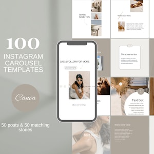 100 Instagram Carousel Small Business Canva Templates, Instagram Post, Aesthetic Instagram Story, Editable Coaching Social Media Templates