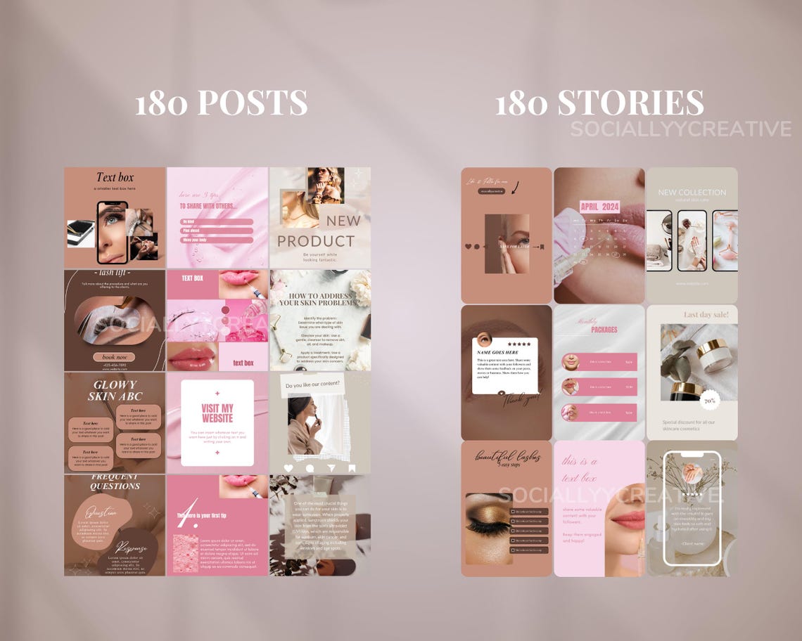 Beauty Instagram Template Bundle Lip Filler Social Media Lash ...