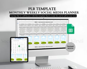 PLR Instagram Planner Digital PLR Template Social Media Planner PLR Google Sheet Content Planner Template Social Media Re-Sell Template