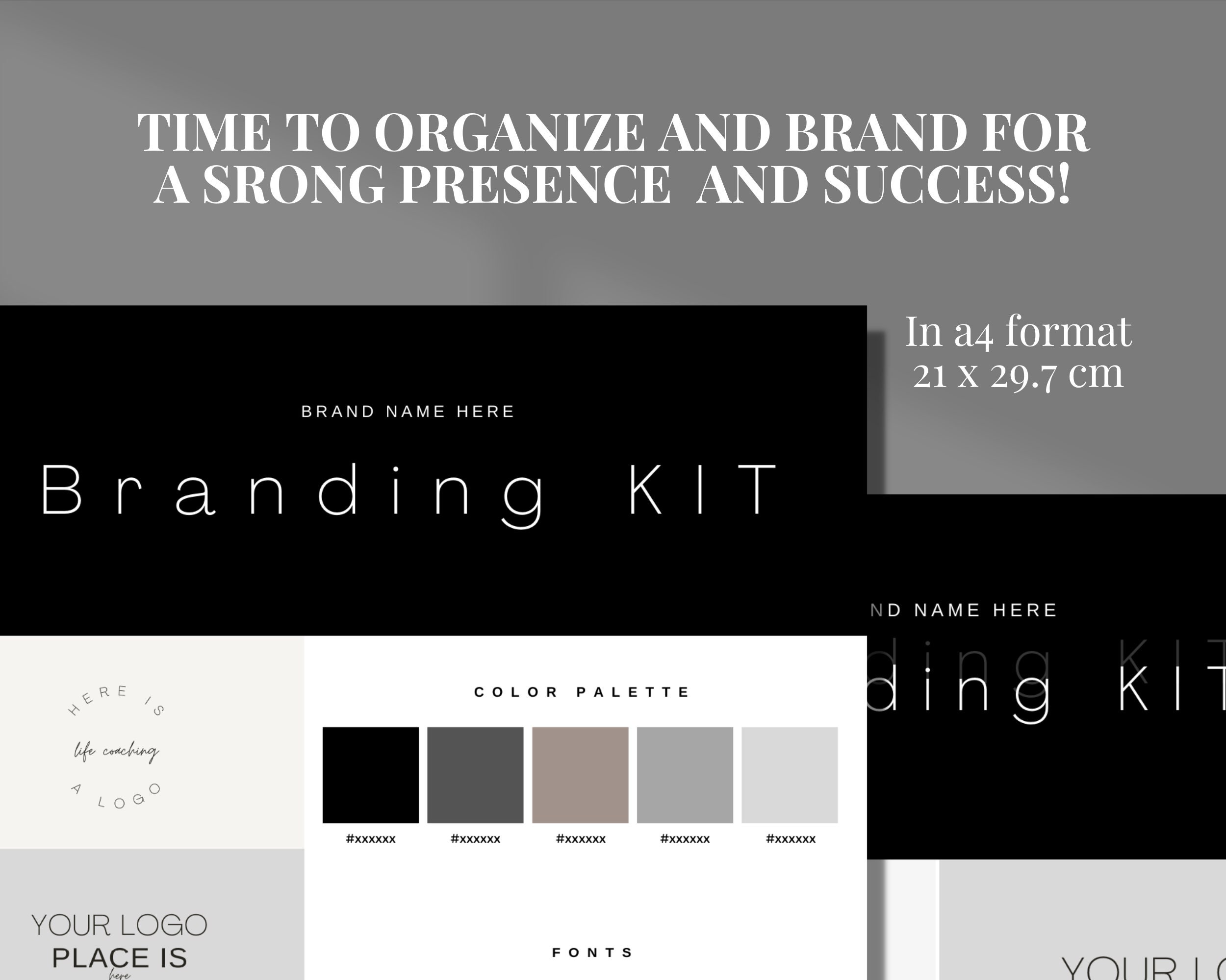Brand Kit Template Black Brand Board Template Premade Branding Kit