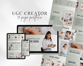 Minimalist UGC Portfolio Template Canva UGC Website Template UGC Media Kit Content Creator Kit Content Light Portfolio Social Media Kit
