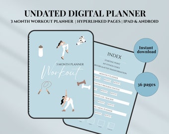 Workout Planner Digital Monthly Fitness Planner Hyperlinked iPad Planner Fitness GoodNotes Planner Workout Digital Tablet Planner Fitness