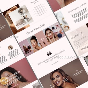 May include: A website homepage for a beauty brand. The website features images of women with glowing skin, product images, and text that highlights the brand's services and products. The text includes the phrase "Let's take your skin to the next level!" and "My skin has never looked nor felt this fresh. It truly is a game changer!"
