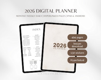 2026 Digital Planner Simple Life Planner Digital GoodNotes Planner 2026 Digital Calendar Daily Weekly Monthly Journal Aestehtic Planner