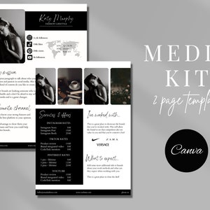 Black Media Kit Template Rate Sheet Template Instagram Media Kit Template Dark Press Kit Template Editable Tiktok Media Kit Template