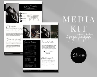 Black Media Kit Template Rate Sheet Template Instagram Media Kit Template Dark Press Kit Template Editable Tiktok Media Kit Template