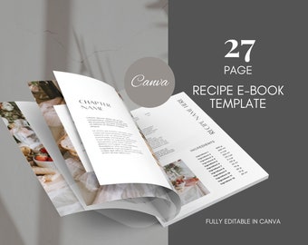 レシピブックテンプレート デジタルクックブック 編集可能なレシピバインダー Canva 印刷可能なレシピジャーナルテンプレート 編集可能なレシピカード DIY レシピブック