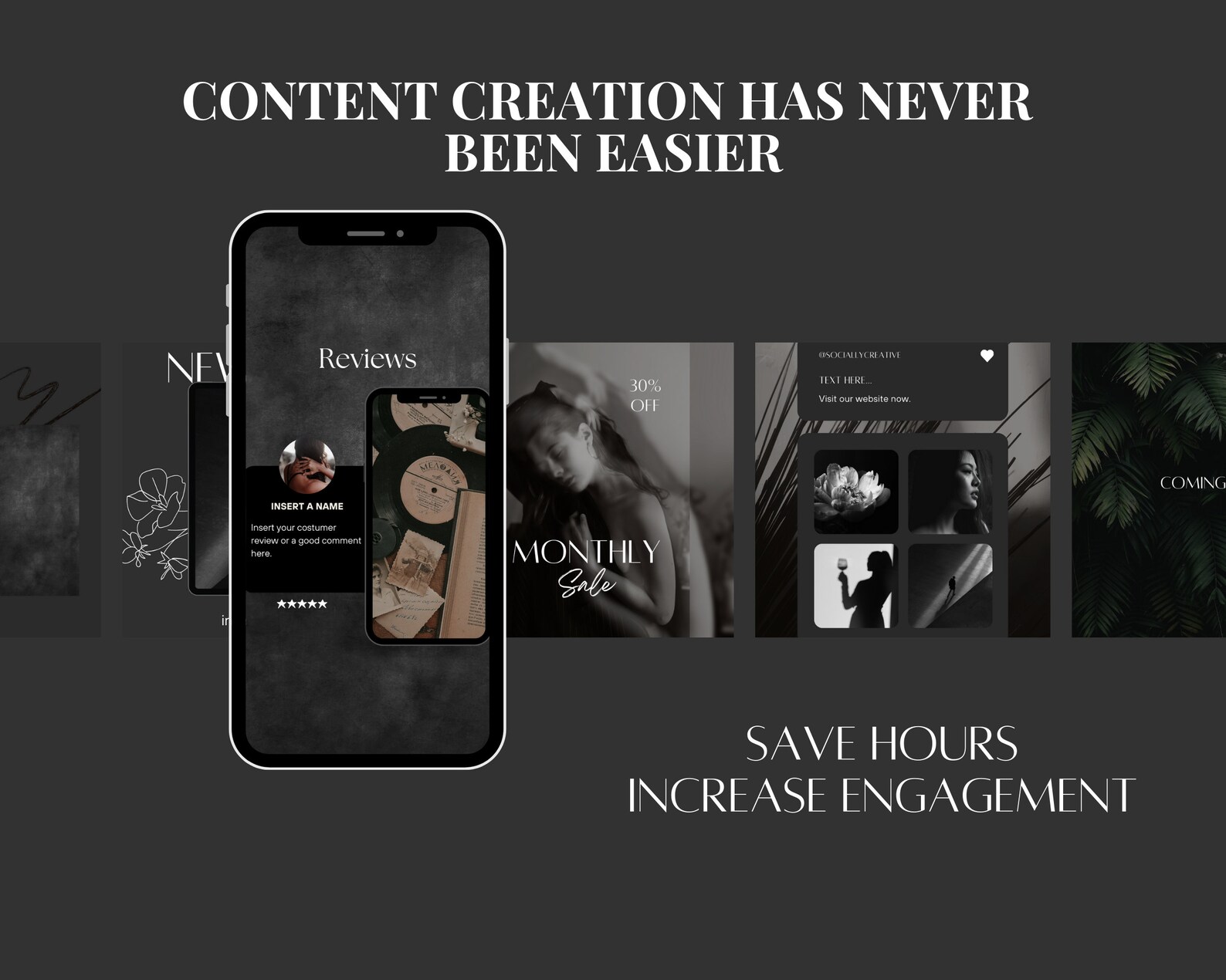 Luxury Instagram Templates Black Social Media Manager Dark Instagram ...