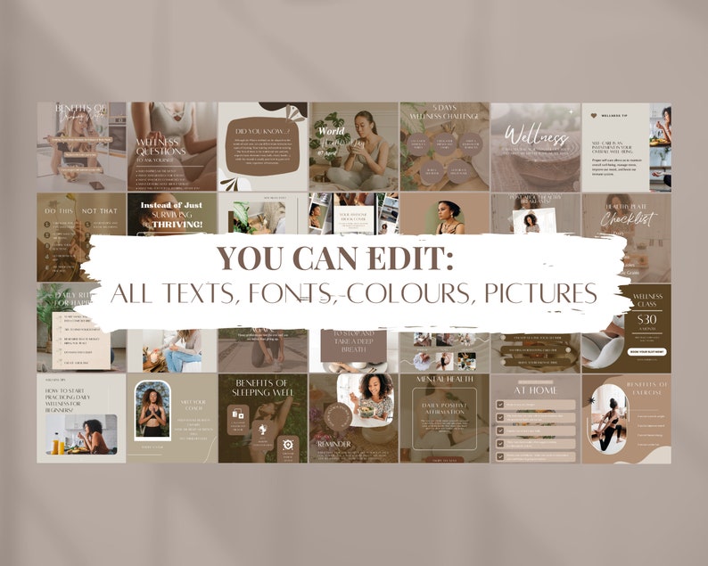 Fitness Instagram Templates Gesundheit Social Media Templates Wellness Instagram Post Fitness Social Media Gesundheitscoach IG Wellness Marketing Bild 3