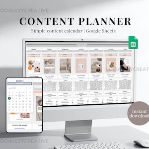 Social Media Planner Spreadsheet Google Digital Content Calendar Weekly Instagram Planner Monthly Content Planner Social Media Tracker