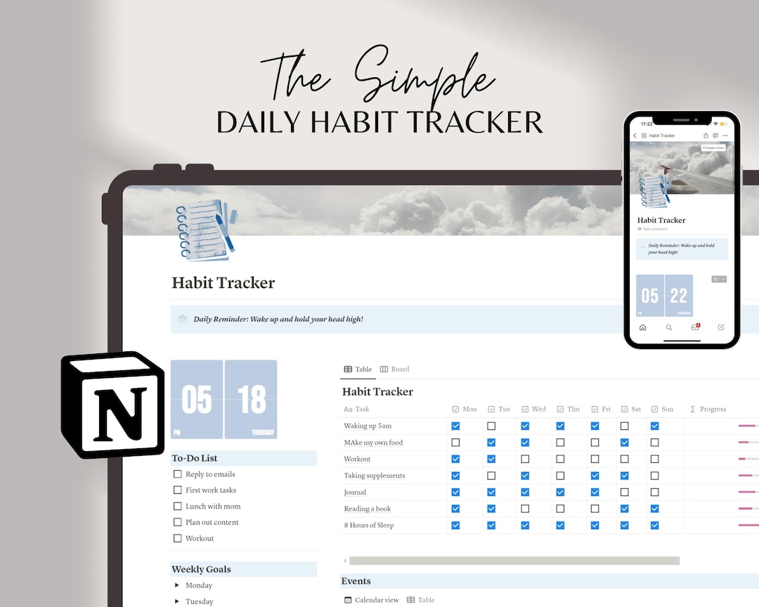 2026 Notion Habit Tracker ADHD Habit Tracker Simple to Do List Notion ...