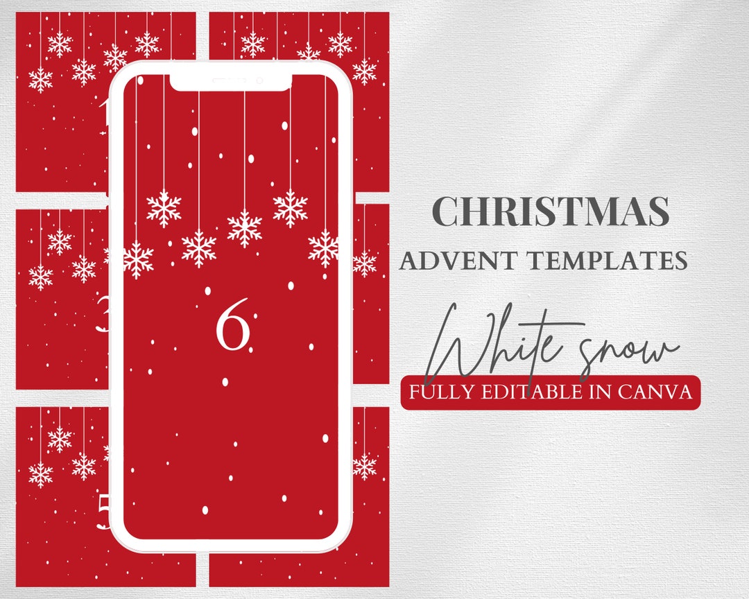 Christmas Instagram Advent Calendar Red Social Media Post Editable Christmas Calendar Holiday
