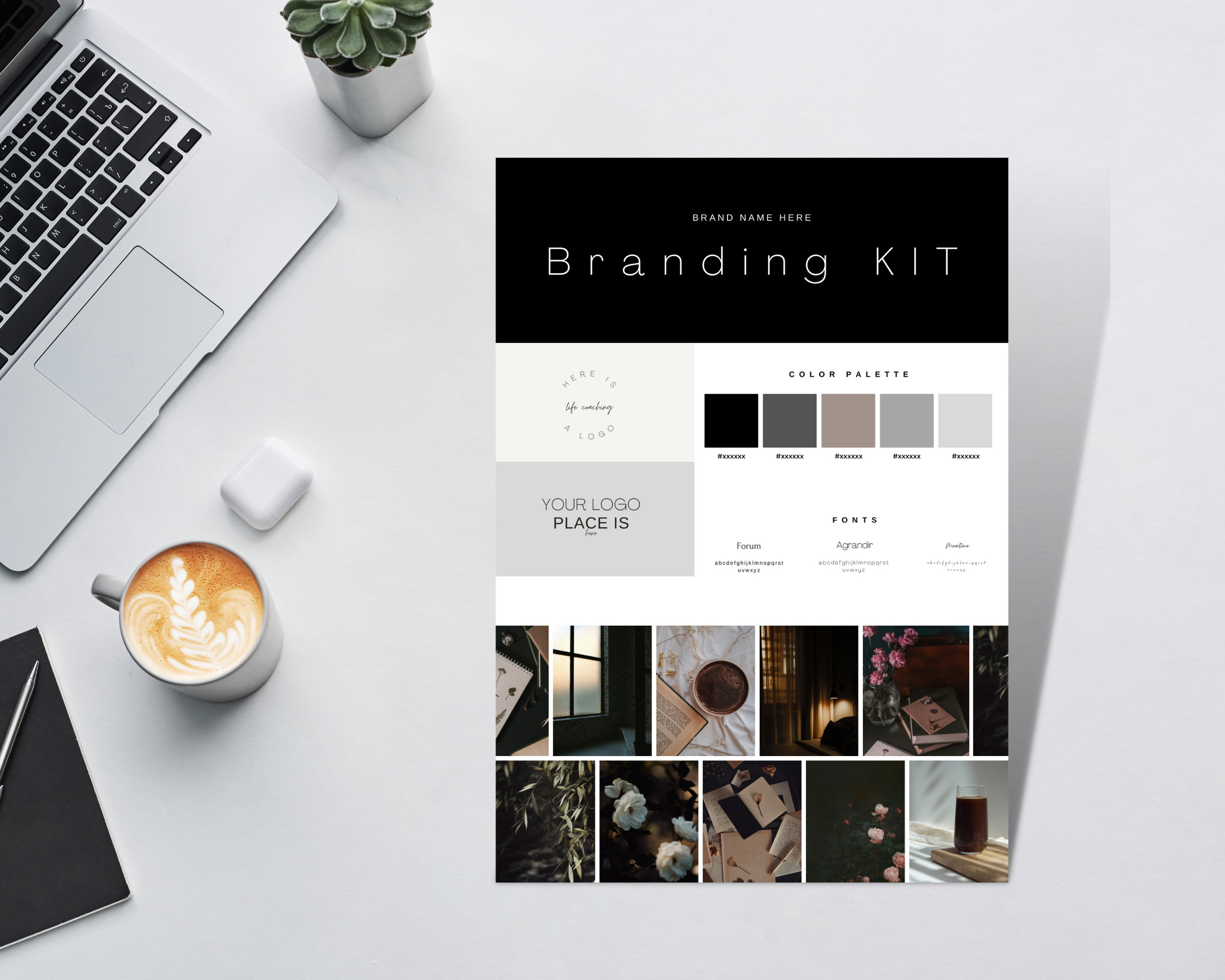 Brand Kit Template Black Brand Board Template Pre-made Branding Kit ...