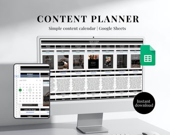 Planificador de redes sociales digitales Hoja de cálculo de Excel / Calendario de contenido negro / Planificador de Instagram / Planificador de contenido mensual / Rastreador de redes sociales