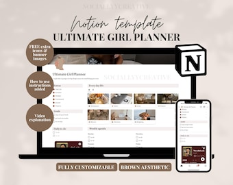 Ultimate Notion Girl Planner Life Planning Template All In One Student Dashboard