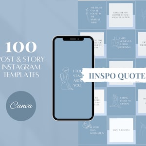 Blue Instagram Quote Templates| Editable Quote Templates| Motivational IG Quote Set| Blue Social Media Posts| Blogger Engagement Posts