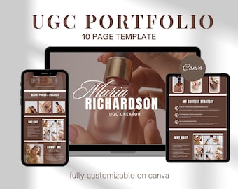 Brown UGC Portfolio Template Editable Content Creator Resume UGC Media Kit Editable Social Media Kit Template UGC Creator Canva Template