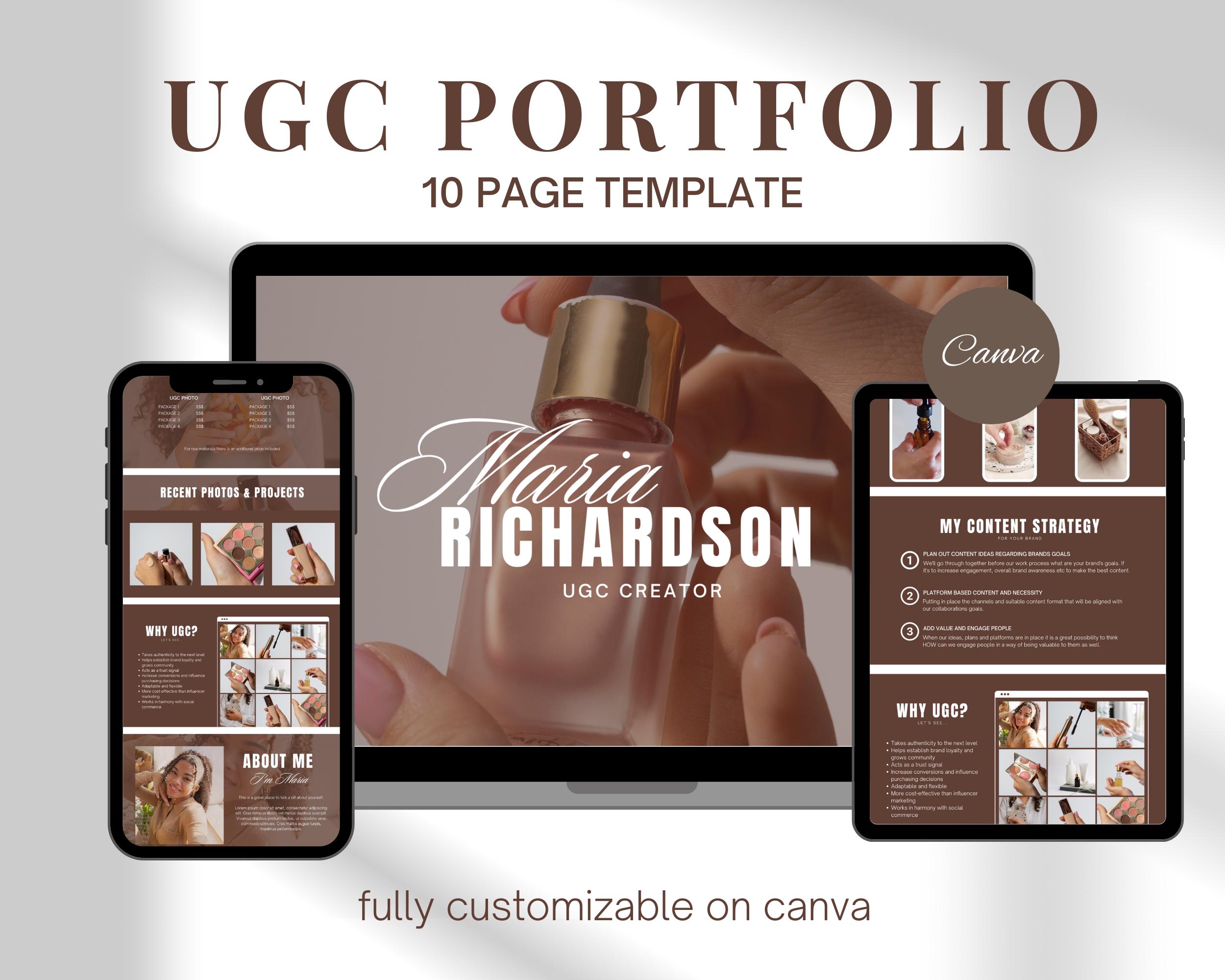 Ugc Example Cv Brown UGC Portfolio Template Editable Content Creator Resume UGC Media ...