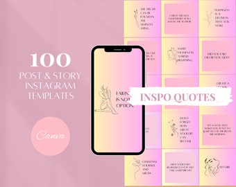 100 Instagram Carousel Templates, Floral Pink Instagram Post, Aesthetic Instagram Story, Editable Coaching Social Media Templates