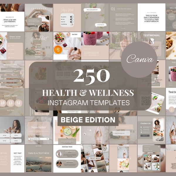 Health Instagram Templates Wellness  Social Media Fitness Template Coaching Instagram Health Yoga Social Media Canva Templates Instagram