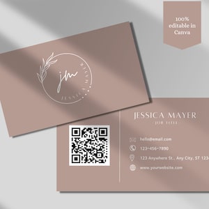 QR Code Business Card Pink Minimal Business Card Template DIY Business Card Canva Business Card Template Double Sided Business Card