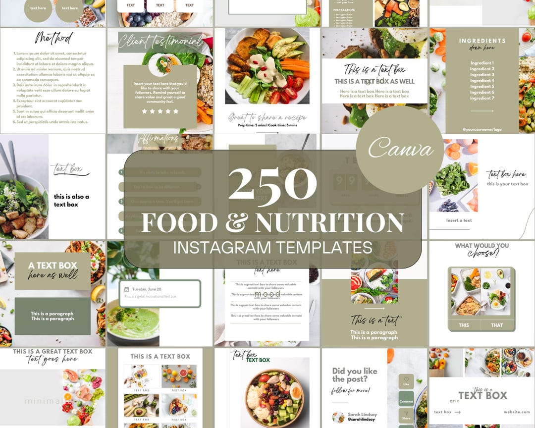 Food Instagram Templates Nutrition Instagram Posts Food Blogger ...