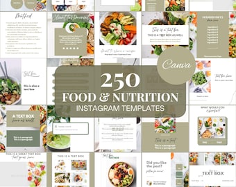 Food Instagram Templates Nutrition Instagram Posts Food Blogger Templates Editable Nutrition Canva Template Dietician Instagram Templates