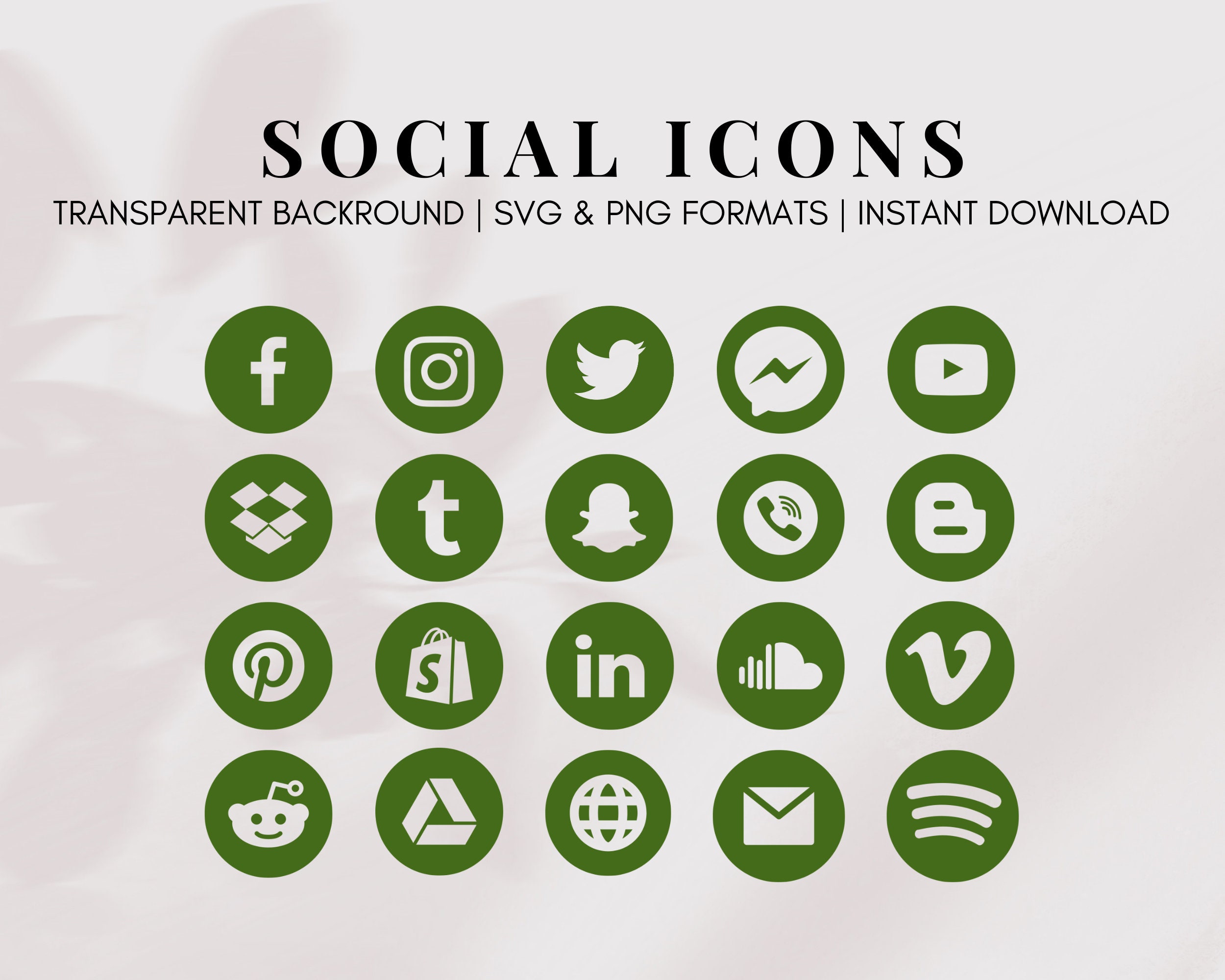 Green Social Media Icons SVG Social Media Icon Pack - Etsy