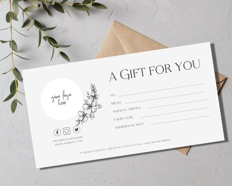 Editable Gift Certificate Template Small Business Supplies - Etsy