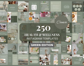 Green Wellness Instagram Templates| Healthy Lifestyle Social Media| Fitness Social Media Template | Coaching Instagram Template Tropical