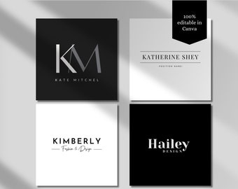 Black Logo Design Template | Eitable Canva Business Logo | White Professional Logo | Logo Design for Business | DIY Black Logo Template